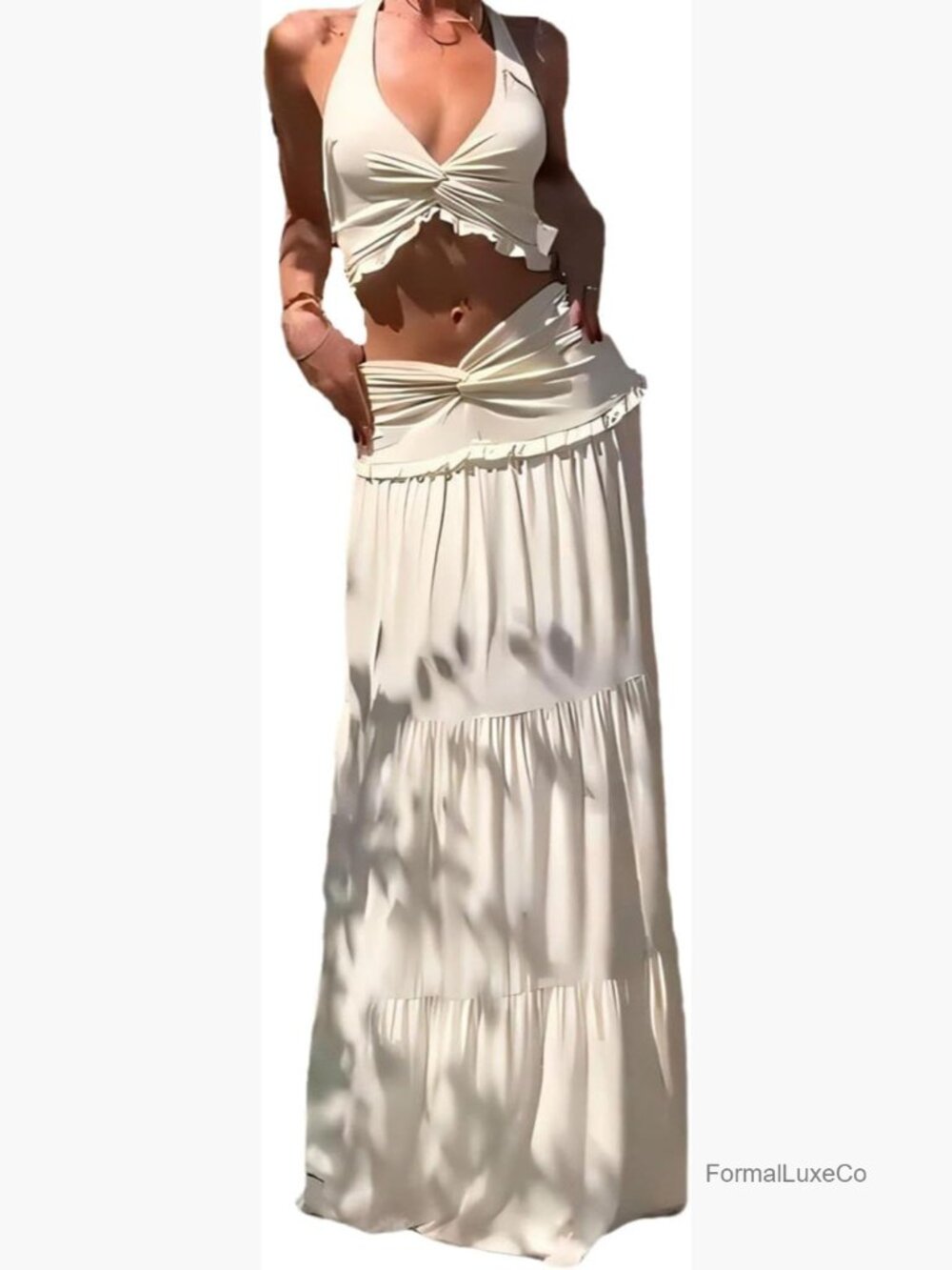 Women 2 Piece Skirt Set Sleeveless Strap Top Maxi Skirt Outfit Vacation - Picture 1 of 7